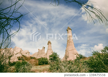Baglidere White Love Valley in Cappadocia Turkey, landscape of mountains Baglidere White Love Valley in Cappadocia Turkey, landscape of mountains 139475538
