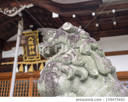 神社守護獅雕像的特寫鏡頭 139475692