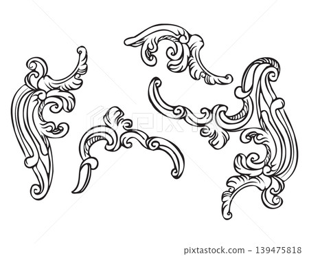 Set of hand drawing refined ornate design vector illustration Set of hand drawing refined ornate design vector illustration 139475818