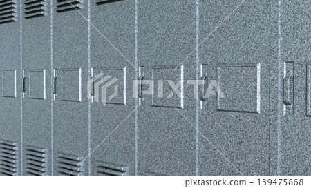 Silver Metal Locker Row Background 3d render. Silver Metal Locker Row Background 3d render. 139475868