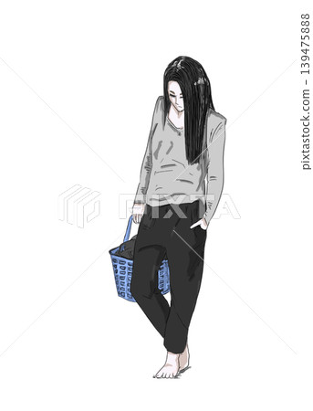 覺得洗衣服很麻煩的女性 覺得洗衣服很麻煩的女性 139475888