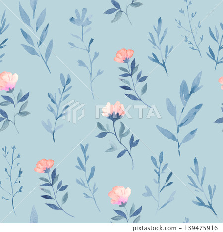 Seamless pattern with delicate watercolor flowers. Romantic hand-drawn print for design and textile. Seamless pattern with delicate watercolor flowers. Romantic hand-drawn print for design and textile. 139475916