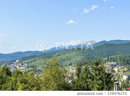 Scenic Summer View of Bukovel Mountain Resort and Green Carpathian Hills 139476253