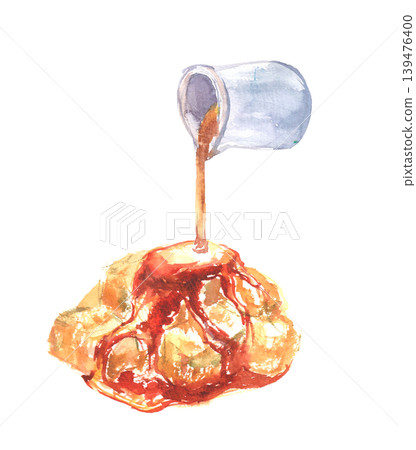 水彩插畫:蕨餅配紅糖漿 水彩插畫:蕨餅配紅糖漿 139476400