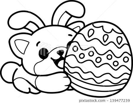 Cute bunny Easter egg cartoon playful joyful coloring page holiday spring animal celebration Cute bunny Easter egg cartoon playful joyful coloring page holiday spring animal celebration 139477239