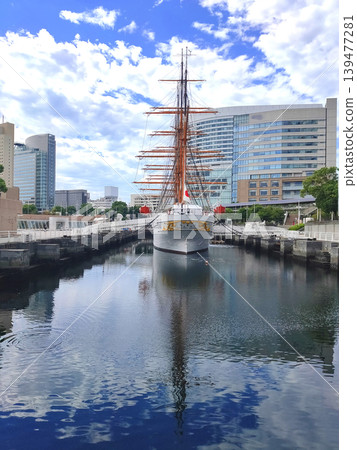Blue sky and sailing ship Nippon Maru Blue sky and sailing ship Nippon Maru 139477281