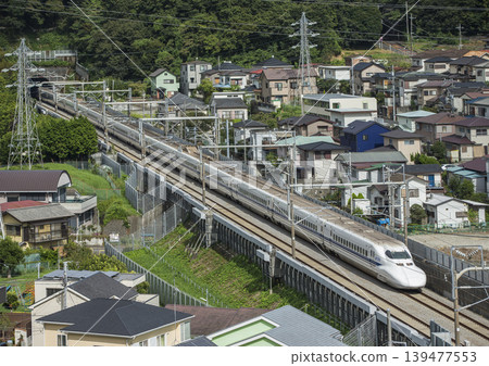 Shinkansen running in residential area Shinkansen running in residential area 139477553