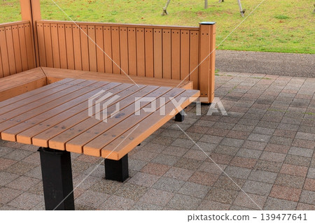 Park wooden table and bench Park wooden table and bench 139477641