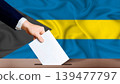 Bahamas Parliamentary vote. Hand placing a ballot in ballot box with the Bahamian flag in the background 139477797
