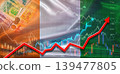 Ivory Coast financial growth on market graph. Ivory Coast economic growth on financial graph background 139477805