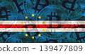 Cape Verdean flag with Bitcoin in the background. Bitcoin cryptocurrency with Cape Verde flag, Investors in Blockchain Technology 139477809