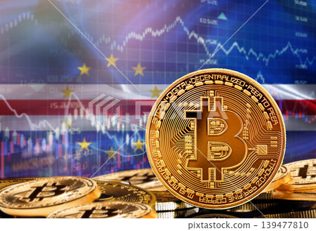 Investors in cryptocurrency and Blockchain Technology in Cape Verde, Concept. Bitcoin with Cape Verdean flag in the background Investors in cryptocurrency and Blockchain Technology in Cape Verde, Concept. Bitcoin with Cape Verdean flag in the background 139477810