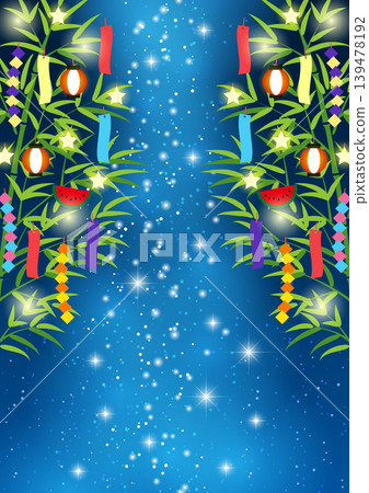 Dark nighttime Milky Way Tanabata background, vertical, Japanese style, cute, illustration Dark nighttime Milky Way Tanabata background, vertical, Japanese style, cute, illustration 139478192