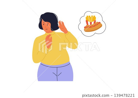 Illustration of Appetite Suppressant and Healthy Food Choice 139478221