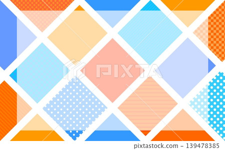 Geometric patterns, frames, squares, dots, stripes, grid patterns, orange, blue Geometric patterns, frames, squares, dots, stripes, grid patterns, orange, blue 139478385