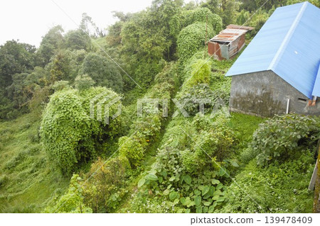 A view of a Nepalese mountain village from an Australian camp. A view of a Nepalese mountain village from an Australian camp. 139478409