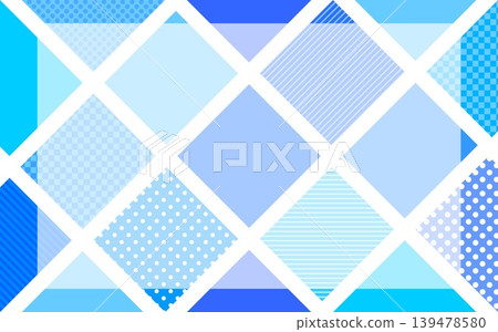 Geometric pattern frame, square, dots, stripes, grid pattern, blue 139478580