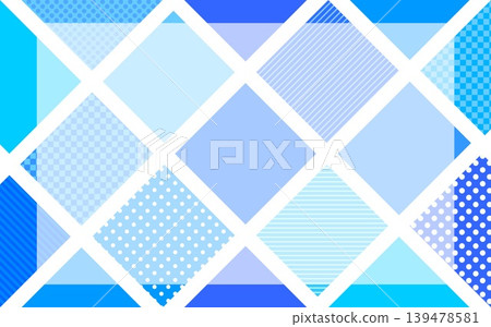 Geometric pattern frame, square, dots, stripes, grid pattern, blue Geometric pattern frame, square, dots, stripes, grid pattern, blue 139478581