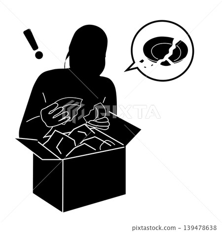 Upon opening the delivered package, I found a damaged silhouette of a woman inside. 139478638