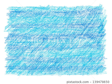 手繪蠟筆插圖，藍色和淺藍色橫條紋，透明背景（png）。 139478650