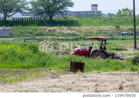 A peaceful suburban landscape with sprawling fields. 139478656
