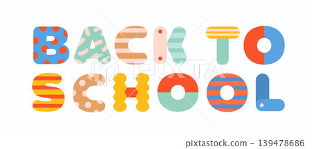 Back to school typography art colorful kids vector design 139478686