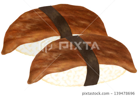 兩種鰻魚和康吉鰻壽司的插圖 139478696