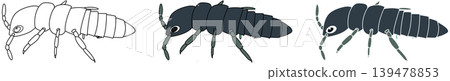 A set of stylized illustrations of springtails from the Devonian period. 139478853