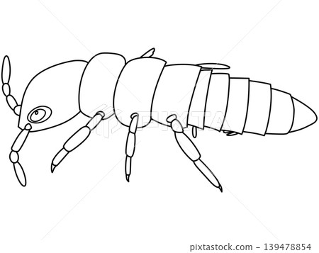 A stylized illustration of a springtail (Liniera) from the Devonian period. 139478854