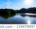 The mountain slopes along the lakeshore disappear, and the Nara Nunome Dam is almost at full capacity, with the vast lake surface reflecting the beautiful blue sky (3). 139478997