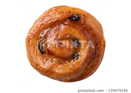 Pain au Raisin, Cinnamon Raisin Swirl isolated on white background Pain au Raisin, Cinnamon Raisin Swirl isolated on white background 139479160