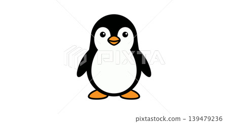 Cute cartoon penguin with it has a white belly and black and white body Cute cartoon penguin with it has a white belly and black and white body 139479236