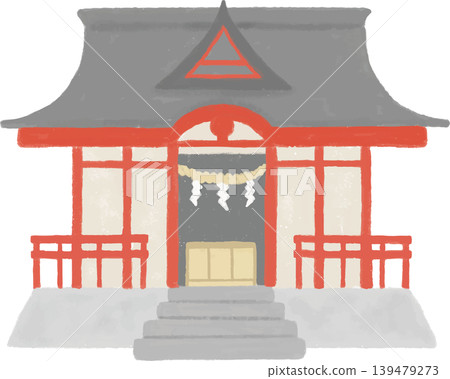 手繪風格的神社插圖 手繪風格的神社插圖 139479273