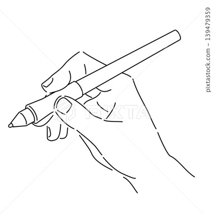 拿著筆的手的線條畫出插圖 139479359