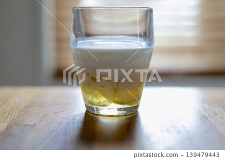 Lemon lassi made with homemade lemon syrup 139479443