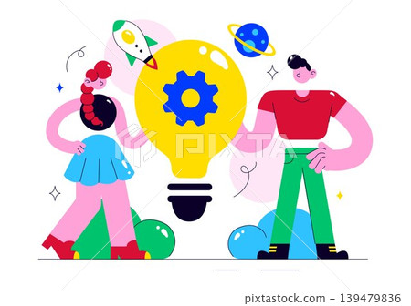 Innovation Vector Illustration Featuring Creative Idea Development, Teamwork, Problem Solving, And Modern Business Technology Design Innovation Vector Illustration Featuring Creative Idea Development, Teamwork, Problem Solving, And Modern Business Technology Design 139479836