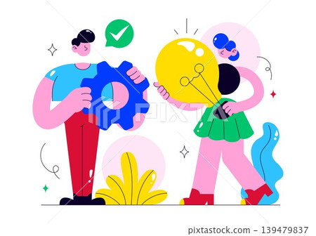 Innovation Vector Illustration Featuring Creative Idea Development, Teamwork, Problem Solving, And Modern Business Technology Design Innovation Vector Illustration Featuring Creative Idea Development, Teamwork, Problem Solving, And Modern Business Technology Design 139479837