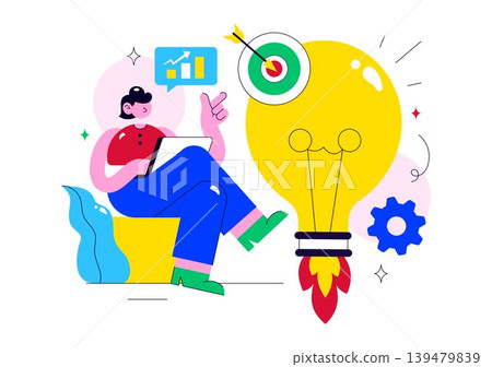 Innovation Vector Illustration Featuring Creative Idea Development, Teamwork, Problem Solving, And Modern Business Technology Design Innovation Vector Illustration Featuring Creative Idea Development, Teamwork, Problem Solving, And Modern Business Technology Design 139479839
