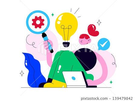 Innovation Vector Illustration Featuring Creative Idea Development, Teamwork, Problem Solving, And Modern Business Technology Design Innovation Vector Illustration Featuring Creative Idea Development, Teamwork, Problem Solving, And Modern Business Technology Design 139479842
