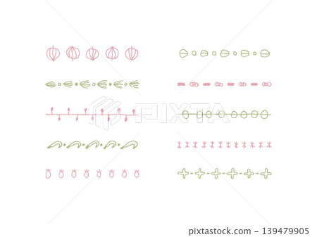Set 1 of hand-drawn, natural lines inspired by plants (pink and green) Set 1 of hand-drawn, natural lines inspired by plants (pink and green) 139479905