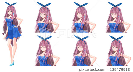 Standing illustration of a girl with a blue ribbon - Character illustration and standing illustration material for TRPGs and games Standing illustration of a girl with a blue ribbon - Character illustration and standing illustration material for TRPGs and games 139479918
