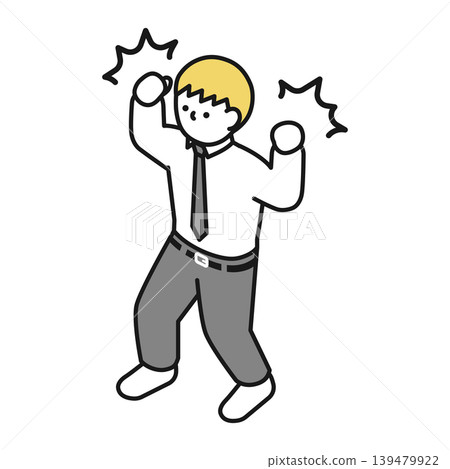 Isometric illustration: A man in a suit (shirt) striking a muscle pose. Isometric illustration: A man in a suit (shirt) striking a muscle pose. 139479922