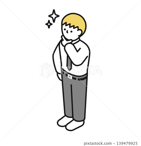 等距插圖:一個穿著西裝(襯衫)的男人在炫耀 等距插圖:一個穿著西裝(襯衫)的男人在炫耀 139479925
