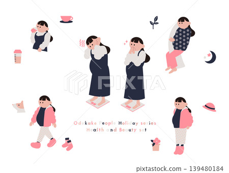 A set of illustrations and icons of pregnant women managing their health. A set of illustrations and icons of pregnant women managing their health. 139480184