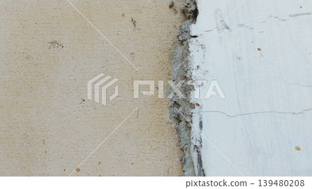 Cracked Plaster Wall Texture with Concrete Surface Background Cracked Plaster Wall Texture with Concrete Surface Background 139480208