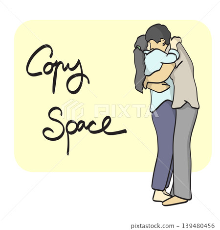 man and woman embracing each other on yellow copy space illustration vector isolated on white background man and woman embracing each other on yellow copy space illustration vector isolated on white background 139480456