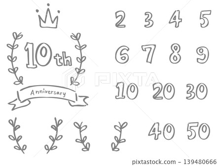 Hand-painted frame set, monochrome, anniversary, celebration, crown, commemoration. Hand-painted frame set, monochrome, anniversary, celebration, crown, commemoration. 139480666