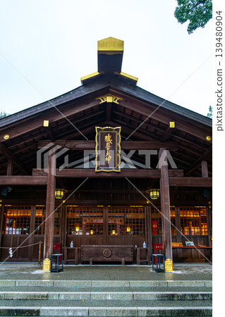 [Mie Prefecture] Sarutahiko Shrine in Ise, with its impressive and dignified main hall. 139480904