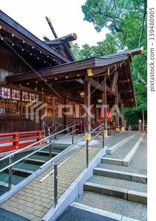 [Mie Prefecture] Sarutahiko Shrine in Ise, with its impressive and dignified main hall. 139480905