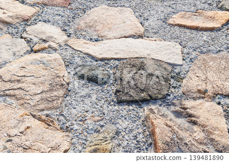A stone-reinforced pier on the coast 139481890